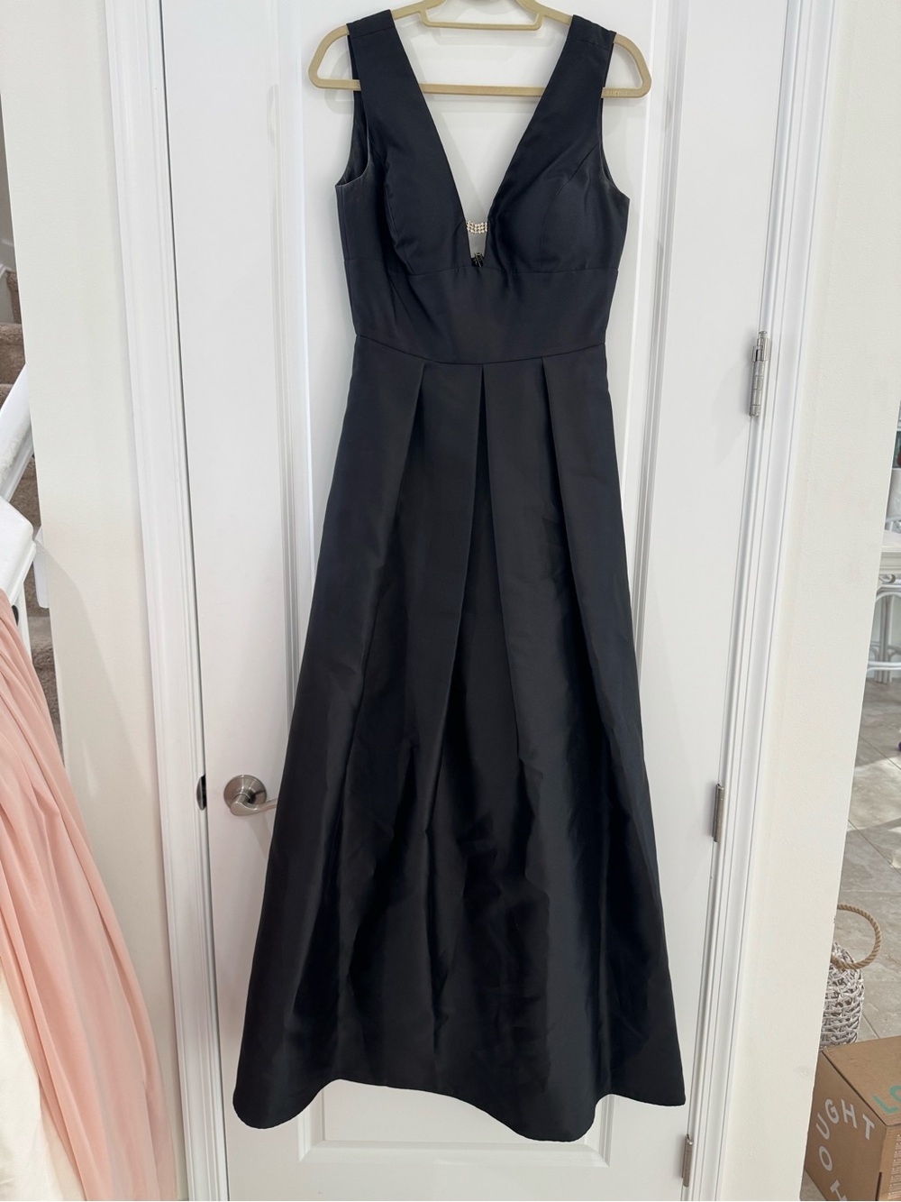 Nicole Miller Black V-Neck Maxi Dress
